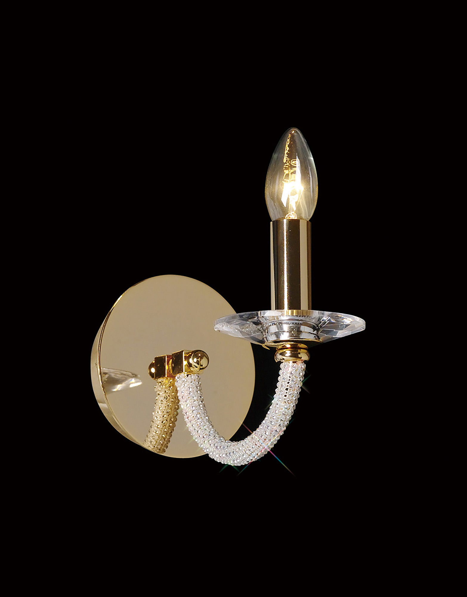 IL30371  Elena Crystal Switched Wall Lamp 1 Light Gold